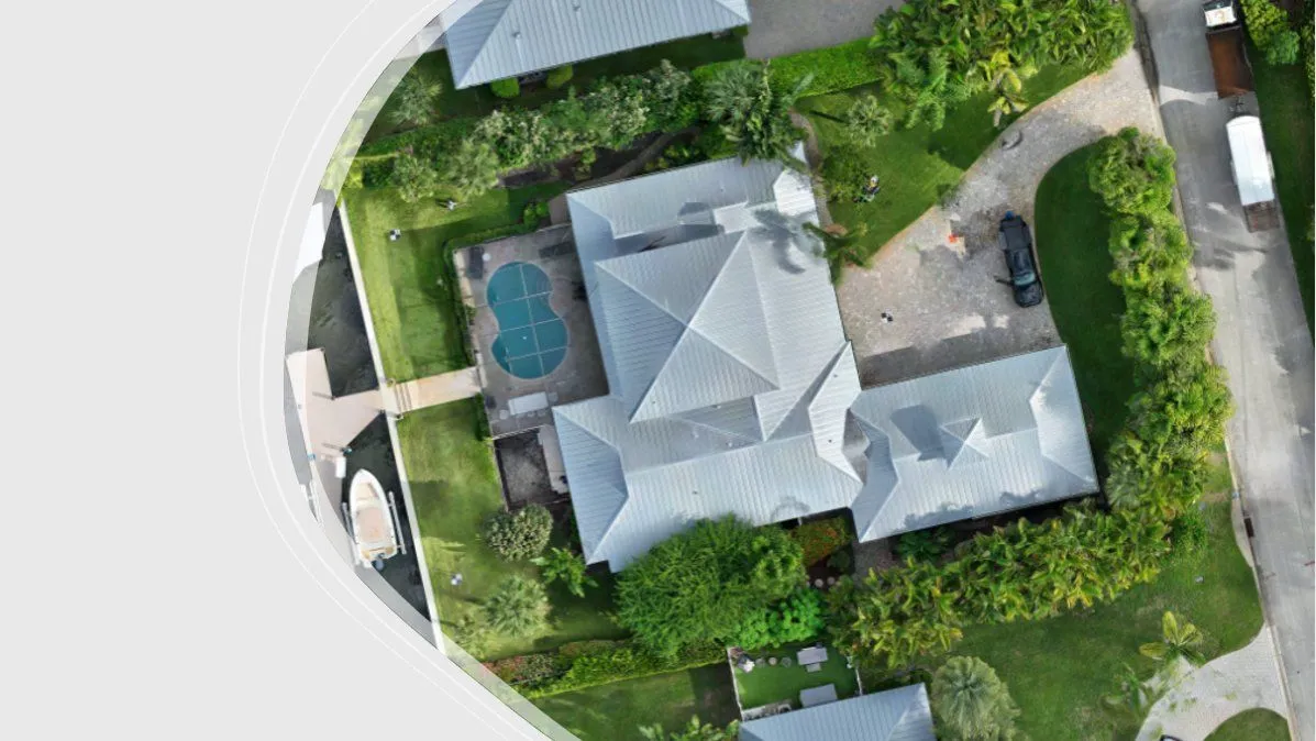 Drone aerial — residential property boundary survey