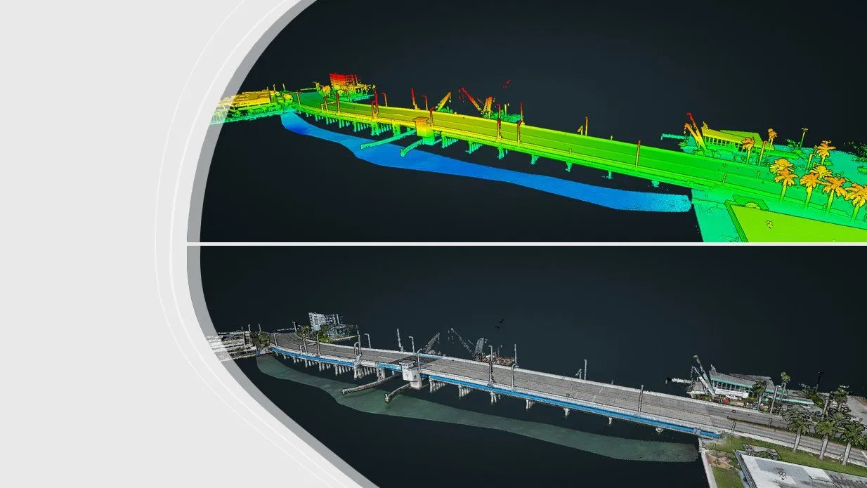 LiDAR point cloud — bridge corridor survey