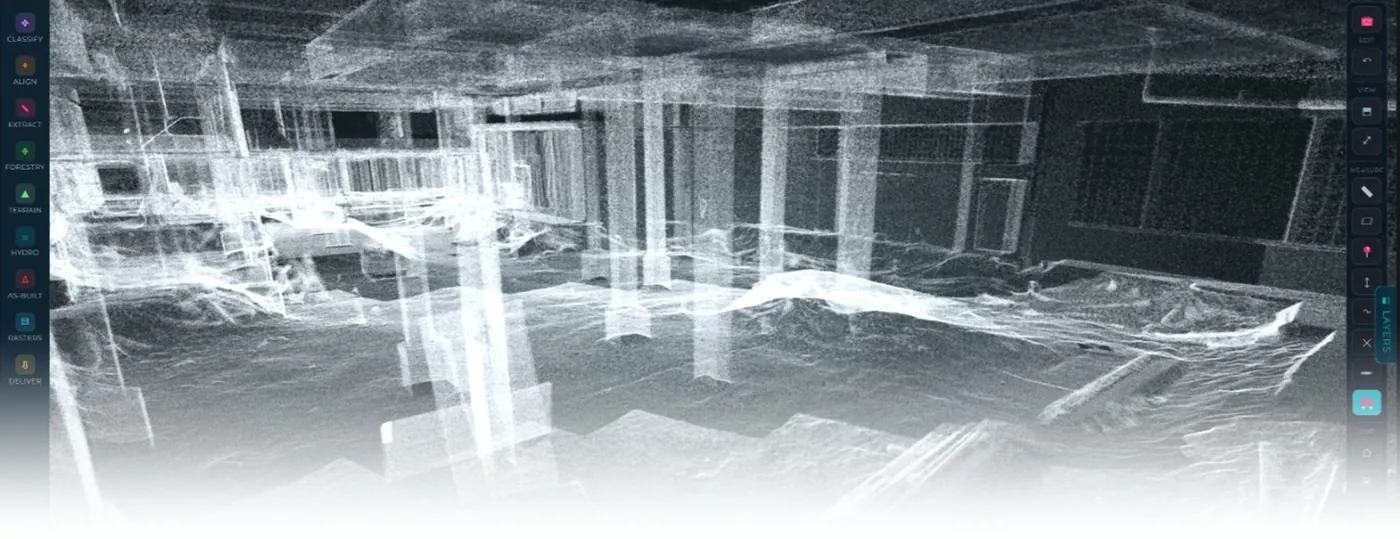 Interior LiDAR scan of a building under construction
